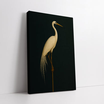 Emerald Green and Gold Crane Canvas Print - Modern Wall Art