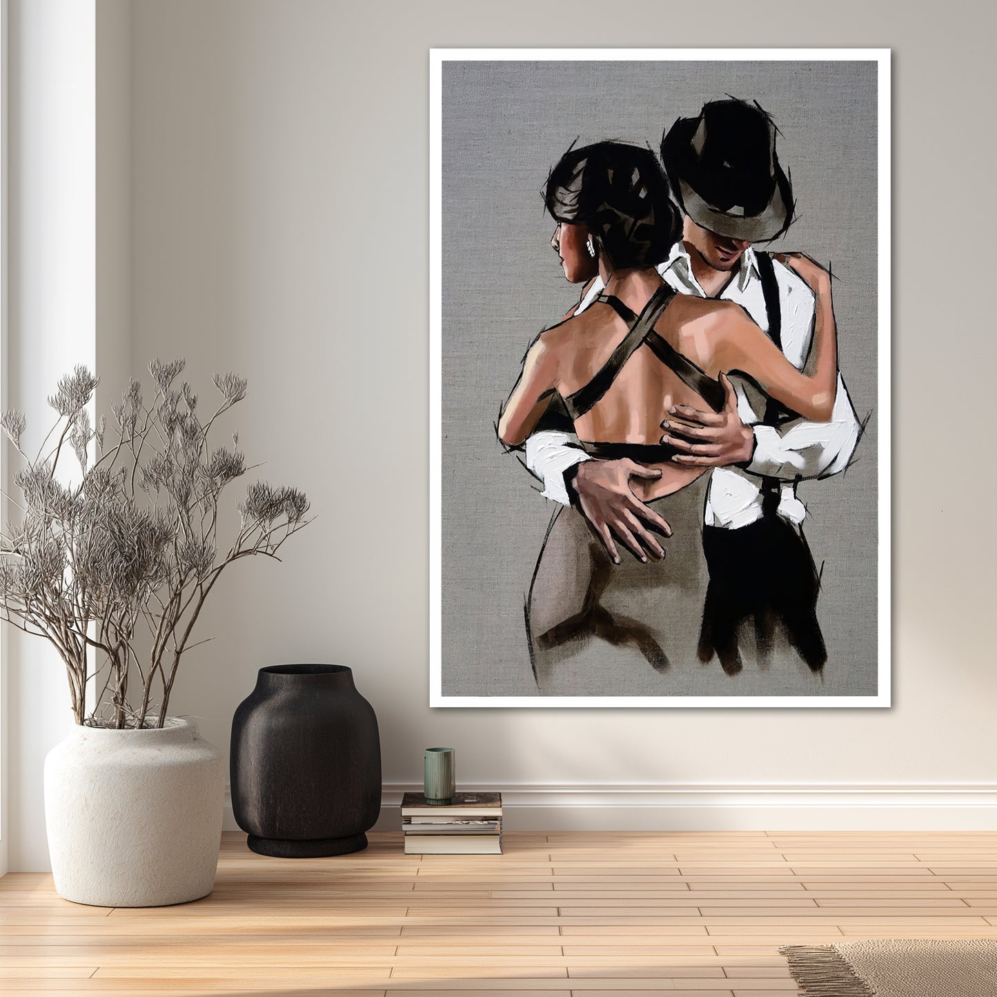 Romantic Tango Dancing Couple Canvas Art - Passionate Couple Print