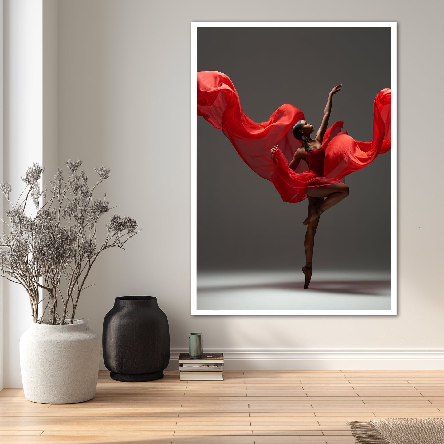 Red Dress Ballerina Canvas Print - Modern Home Decor