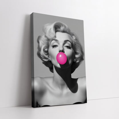 Marilyn Monroe Bubblegum Canvas Wall Art - Modern Pop Art Print