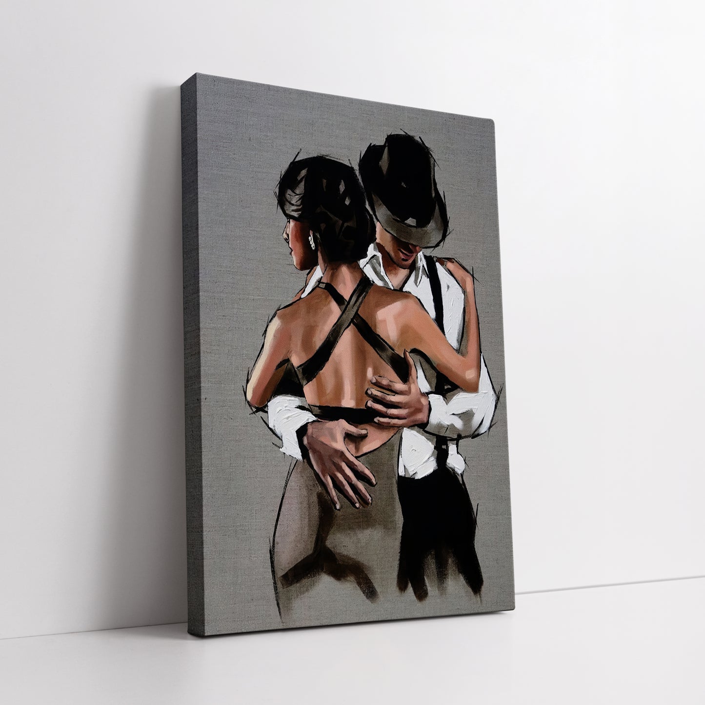 Romantic Tango Dancing Couple Canvas Art - Passionate Couple Print