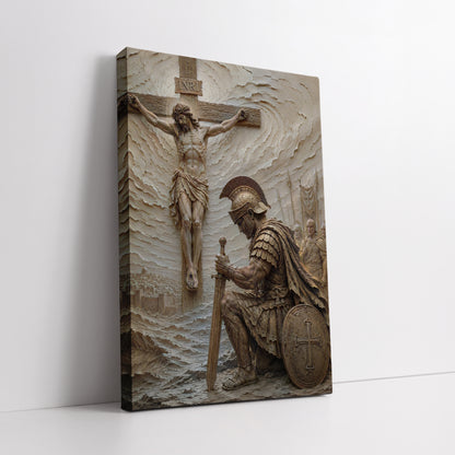 Jesus And Soldier Canvas Art - Modern Christian Wall Decor