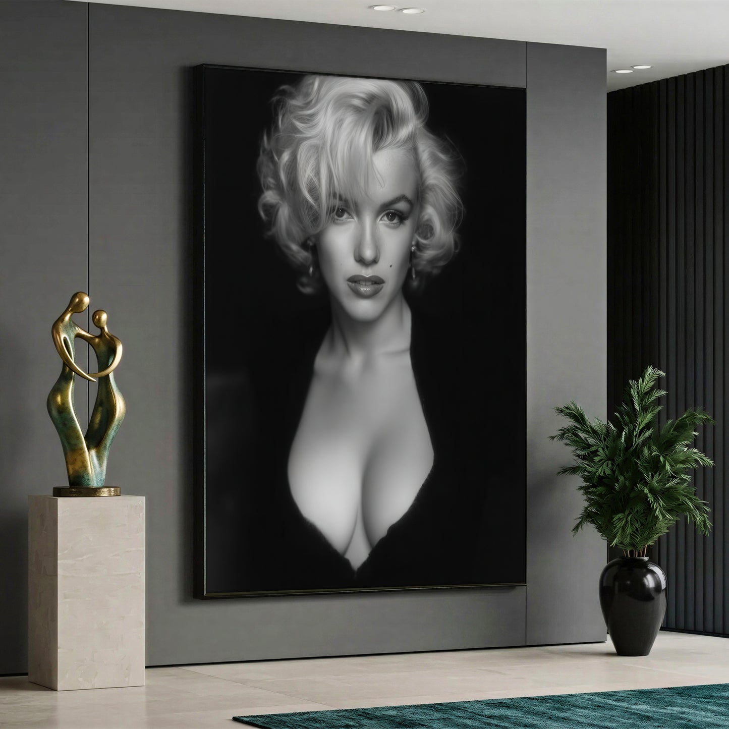 Marilyn Monroe Black and White Canvas Wall Art - Modern Home Decor