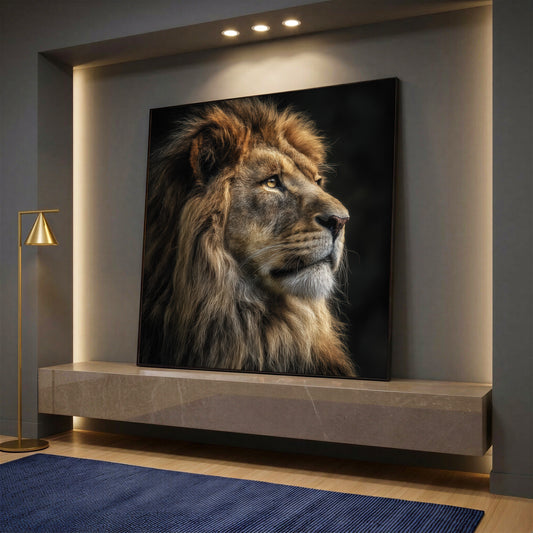 Majestic Lion Canvas Wall Art - Wild Animal Modern Home Decor