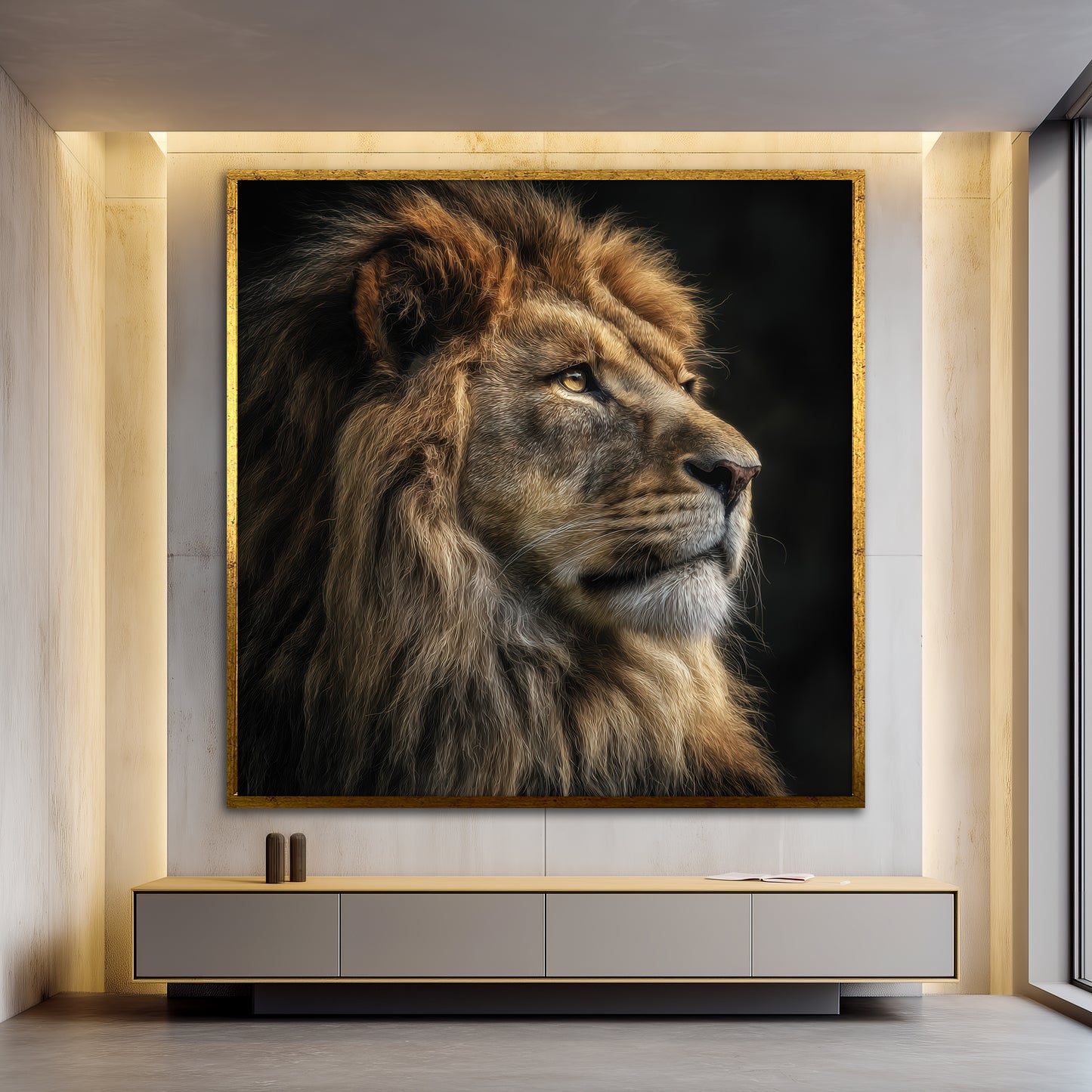 Majestic Lion Canvas Wall Art - Wild Animal Modern Home Decor