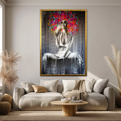 Colorful Abstract Hair Woman Canvas Wall Art - Street Pop Art Print