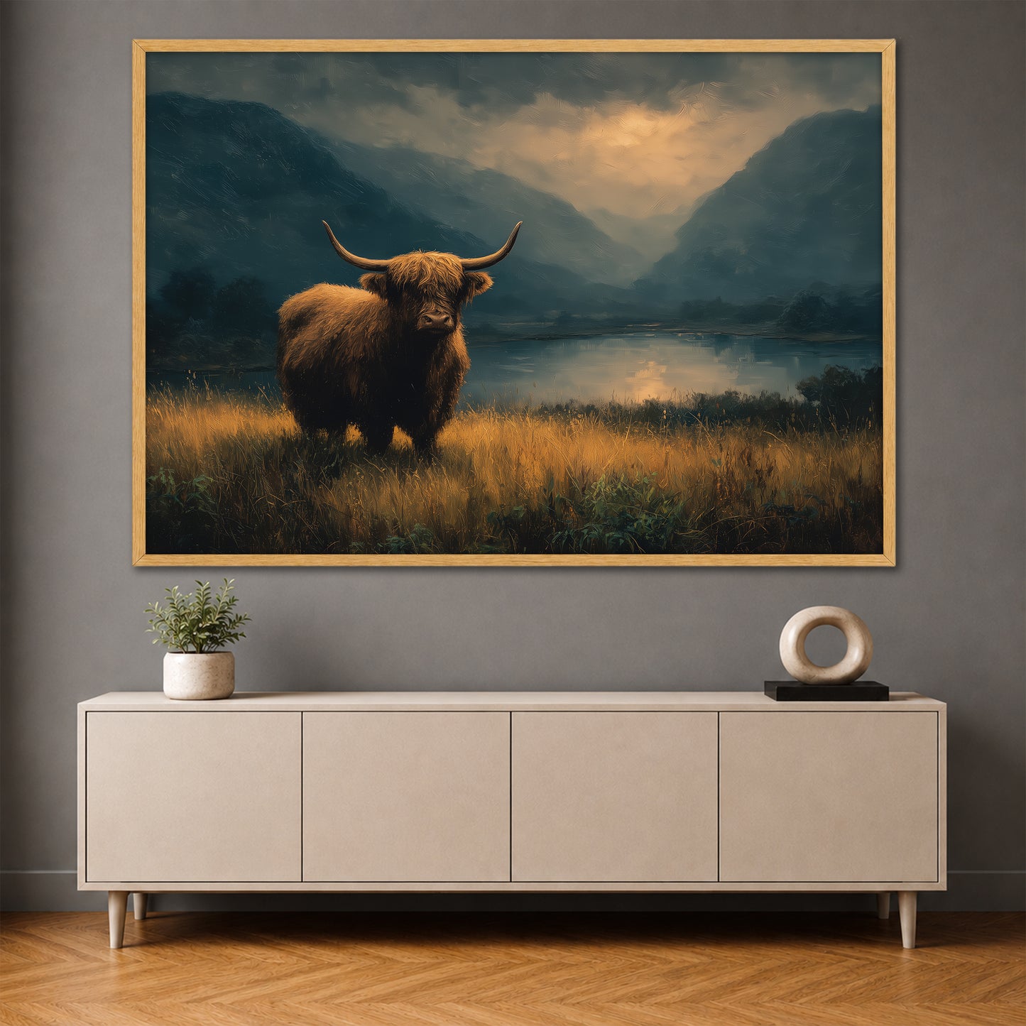 Highland Cow Canvas Wall Art - Scottish Highlands Landscape Print