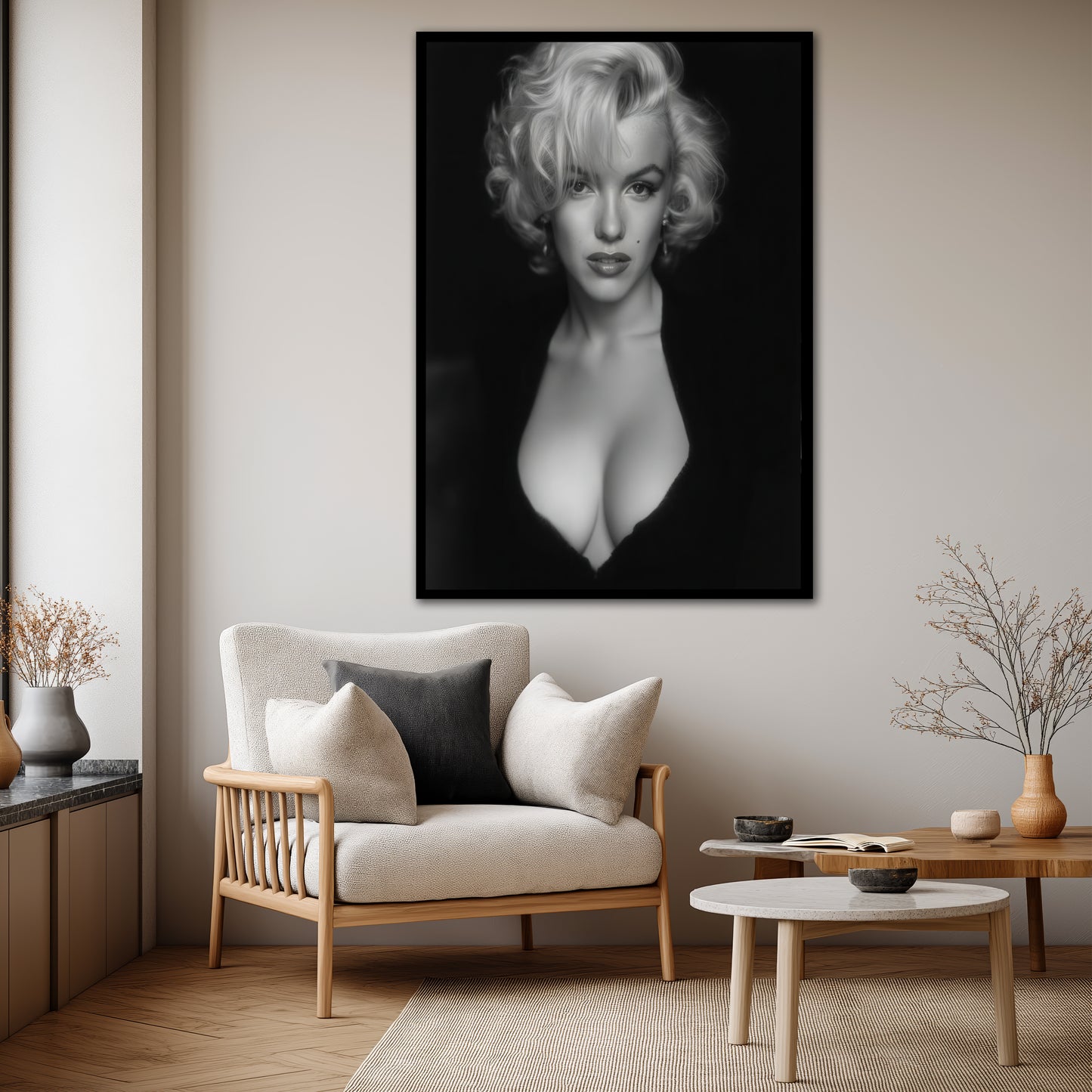Marilyn Monroe Black and White Canvas Wall Art - Modern Home Decor