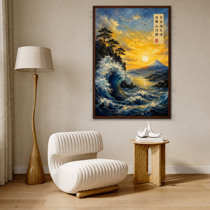 Great Wave Fuji Canvas Wall Art - Japandi Style Decor