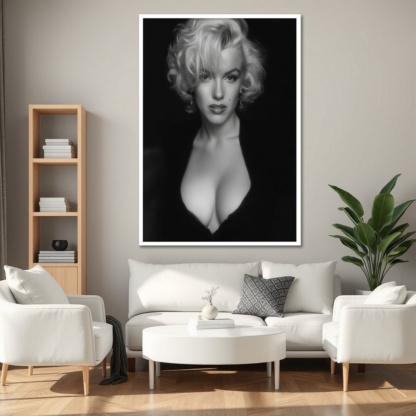 Marilyn Monroe Black and White Canvas Wall Art - Modern Home Decor