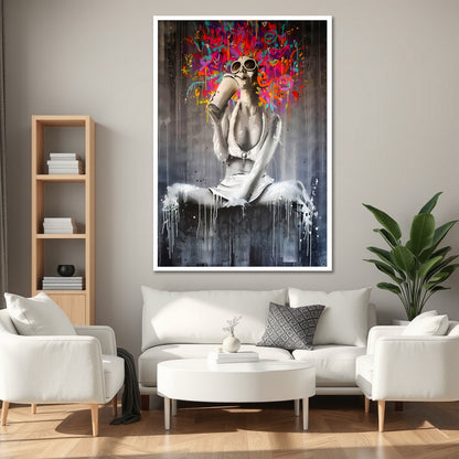 Colorful Abstract Hair Woman Canvas Wall Art - Street Pop Art Print