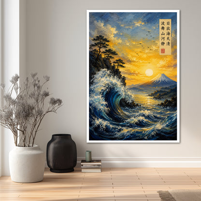 Great Wave Fuji Canvas Wall Art - Japandi Style Decor