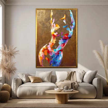 Abstract Colorful Woman Silhouette Canvas Print - Contemporary Art Decor