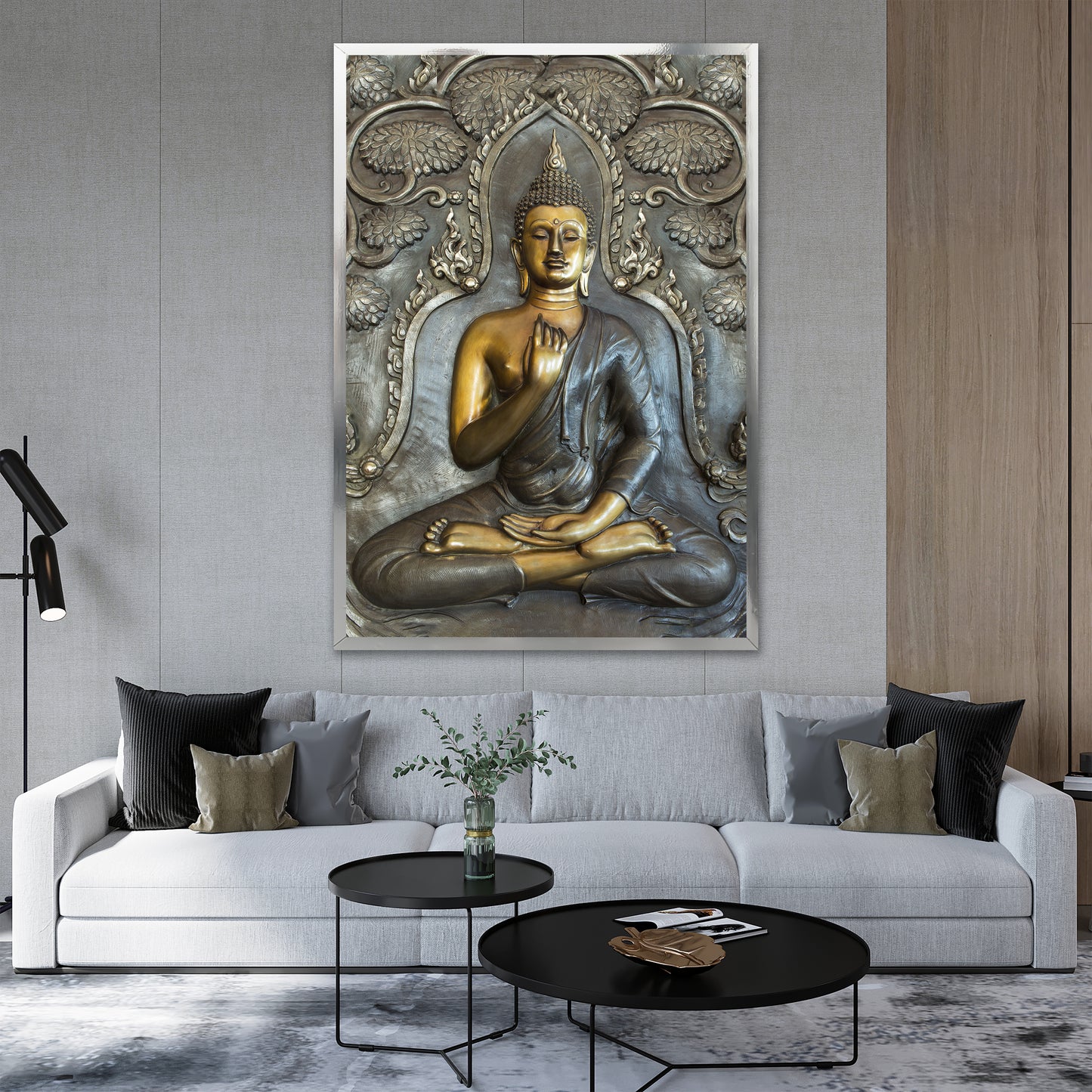Bronze and Gold Meditating Buddha Canvas Wall Art - Zen Art Print