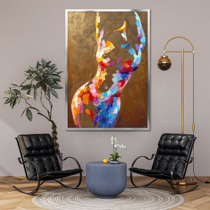 Abstract Colorful Woman Silhouette Canvas Print - Contemporary Art Decor