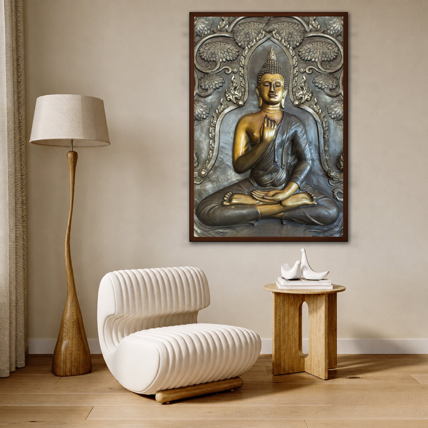 Bronze and Gold Meditating Buddha Canvas Wall Art - Zen Art Print