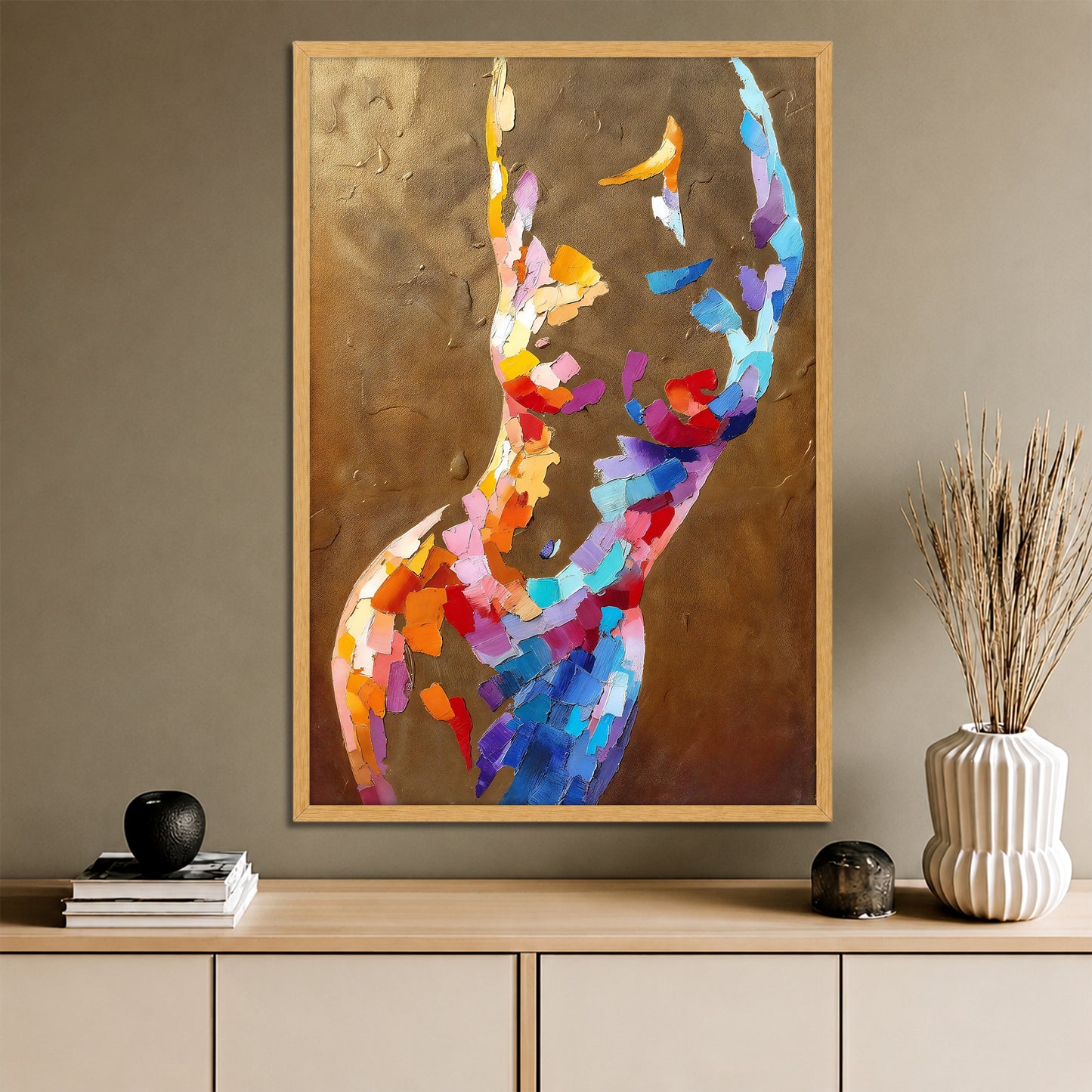 Abstract Colorful Woman Silhouette Canvas Print - Contemporary Art Decor