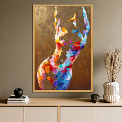 Abstract Colorful Woman Silhouette Canvas Print - Contemporary Art Decor