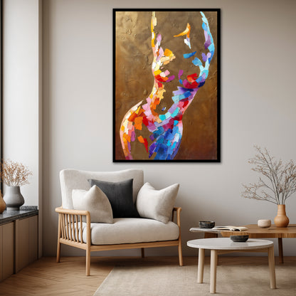 Abstract Colorful Woman Silhouette Canvas Print - Contemporary Art Decor