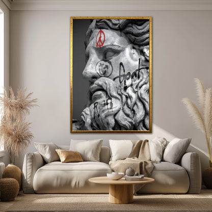 Graffiti Ancient Greek Statue Canvas Art - Pop Art Mythology Bust Print