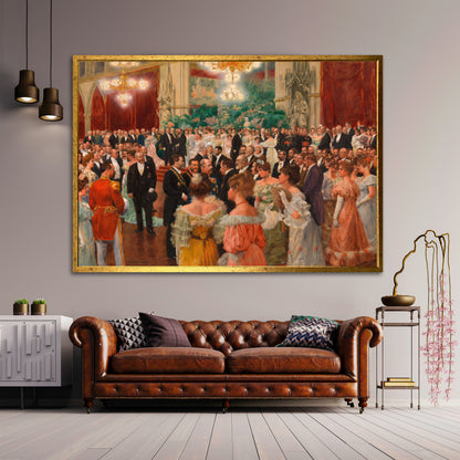 Classic Royal Ballroom Gala Canvas Wall Art - Vintage European Party Print