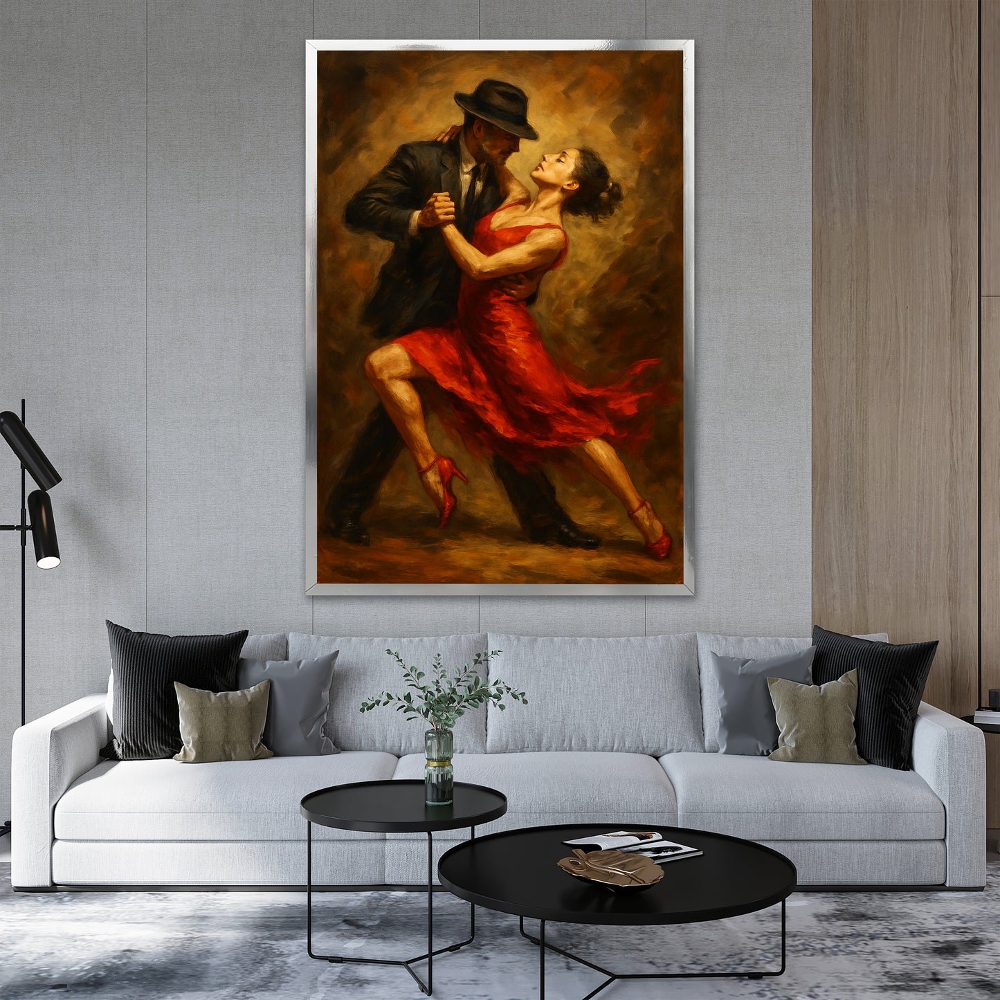 Red Dress Tango Wall Art - Elegant Room Decor