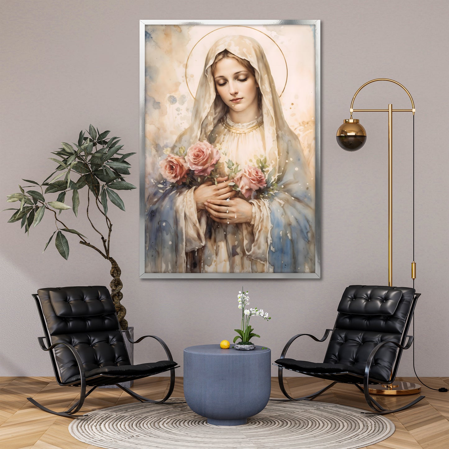Blessed Mother Mary Canvas Print - Light Tone Christian Home Decor