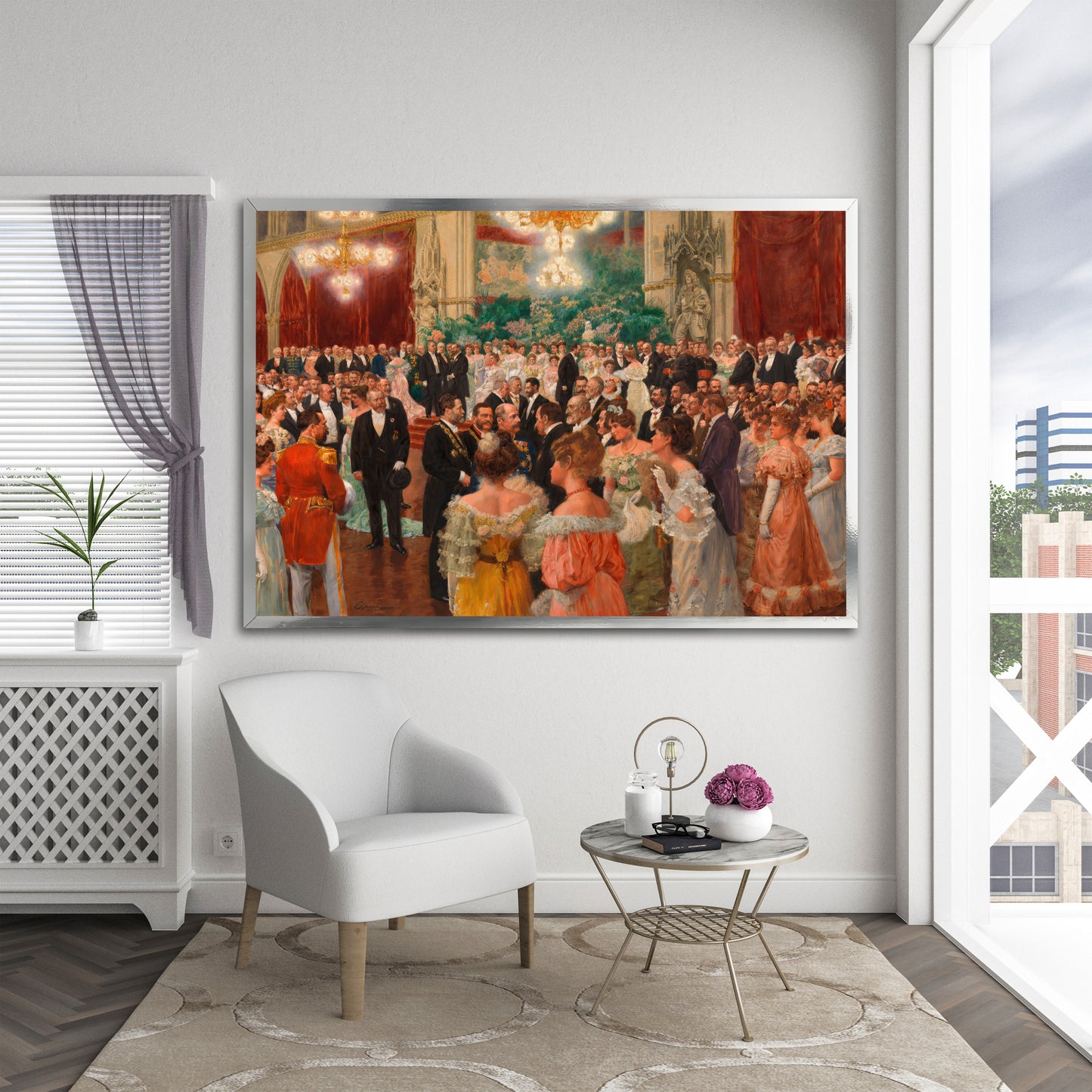 Classic Royal Ballroom Gala Canvas Wall Art - Vintage European Party Print
