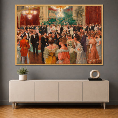 Classic Royal Ballroom Gala Canvas Wall Art - Vintage European Party Print