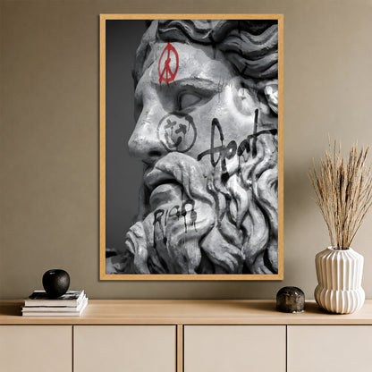 Graffiti Ancient Greek Statue Canvas Art - Pop Art Mythology Bust Print