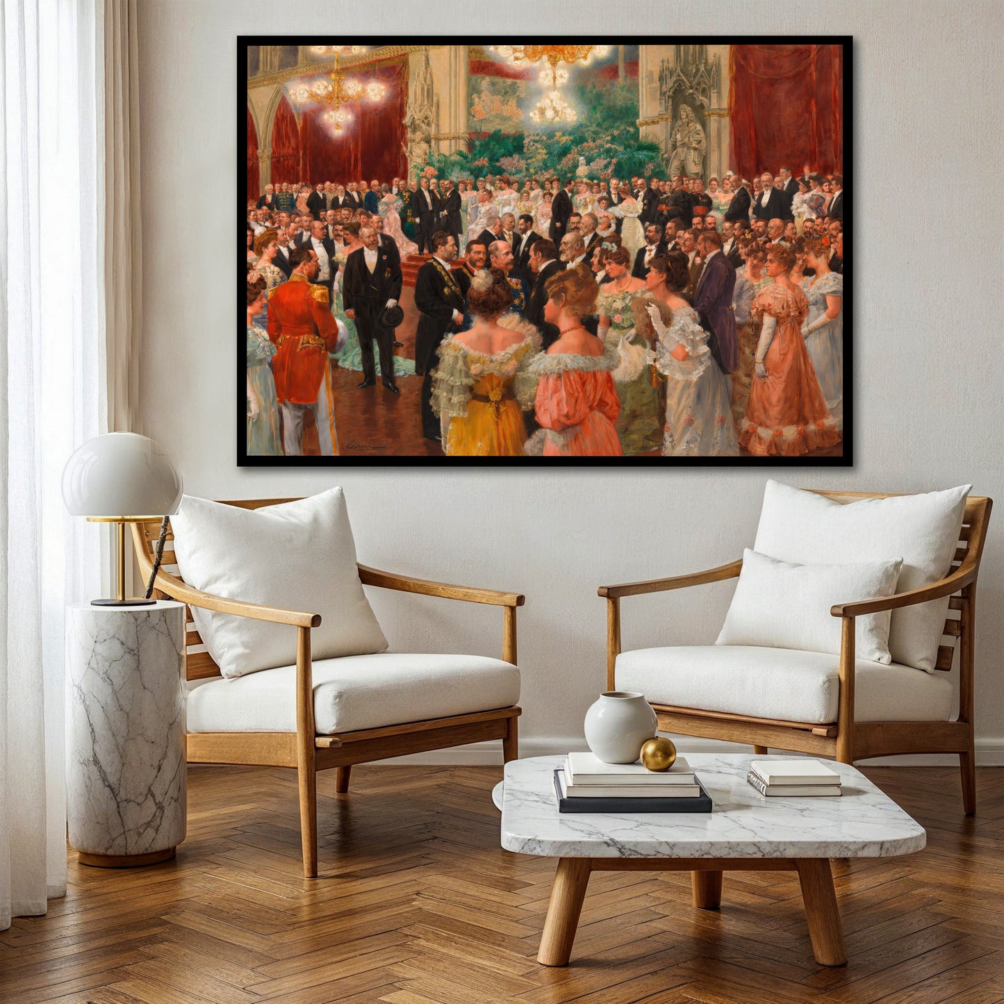 Classic Royal Ballroom Gala Canvas Wall Art - Vintage European Party Print