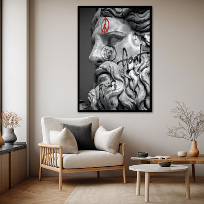 Graffiti Ancient Greek Statue Canvas Art - Pop Art Mythology Bust Print