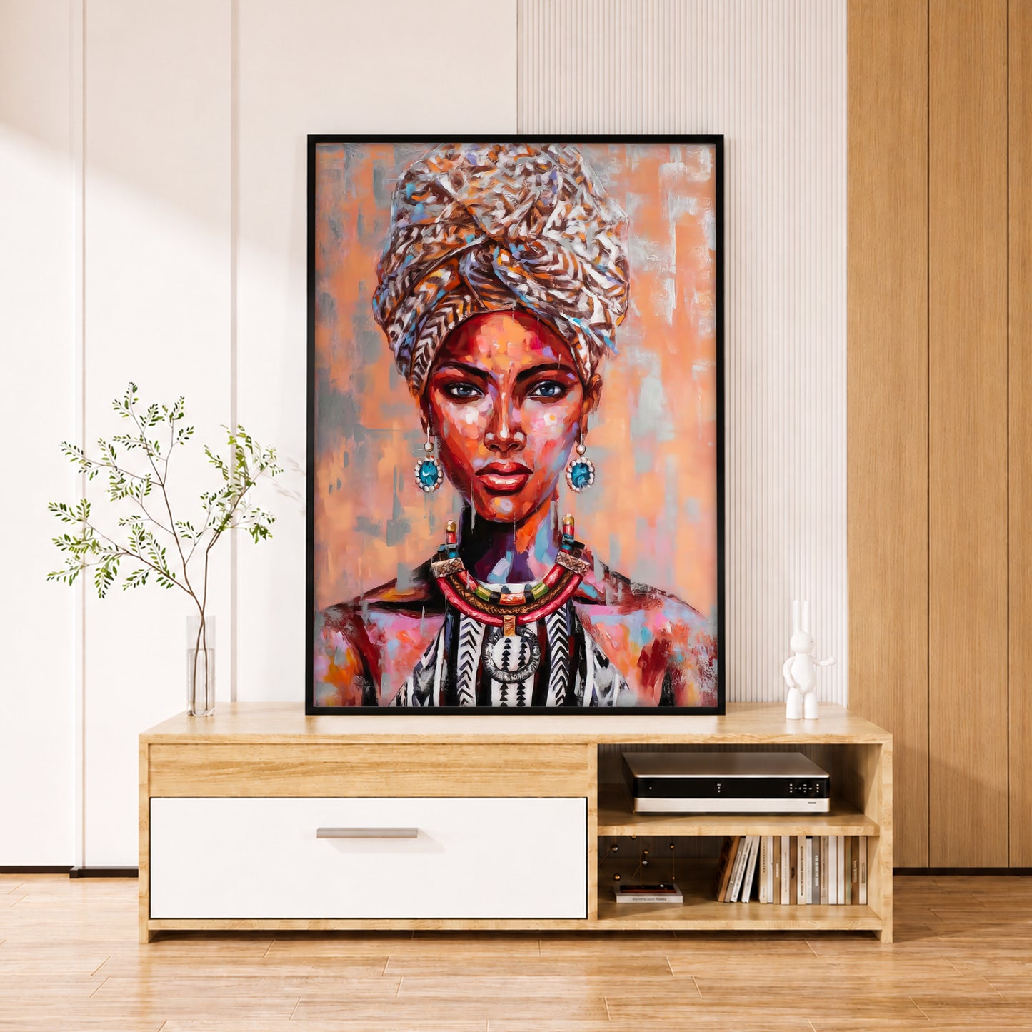 Vibrant African Woman Painting - Art Exhibition Style