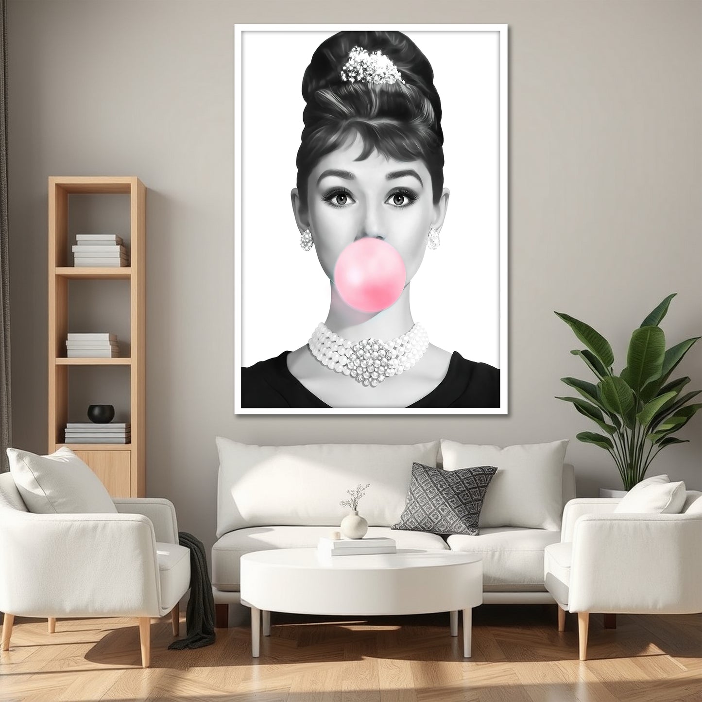 Audrey Hepburn Bubblegum Canvas Art - Modern Pop Art Print