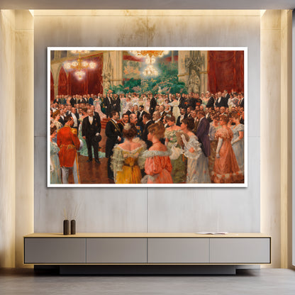 Classic Royal Ballroom Gala Canvas Wall Art - Vintage European Party Print