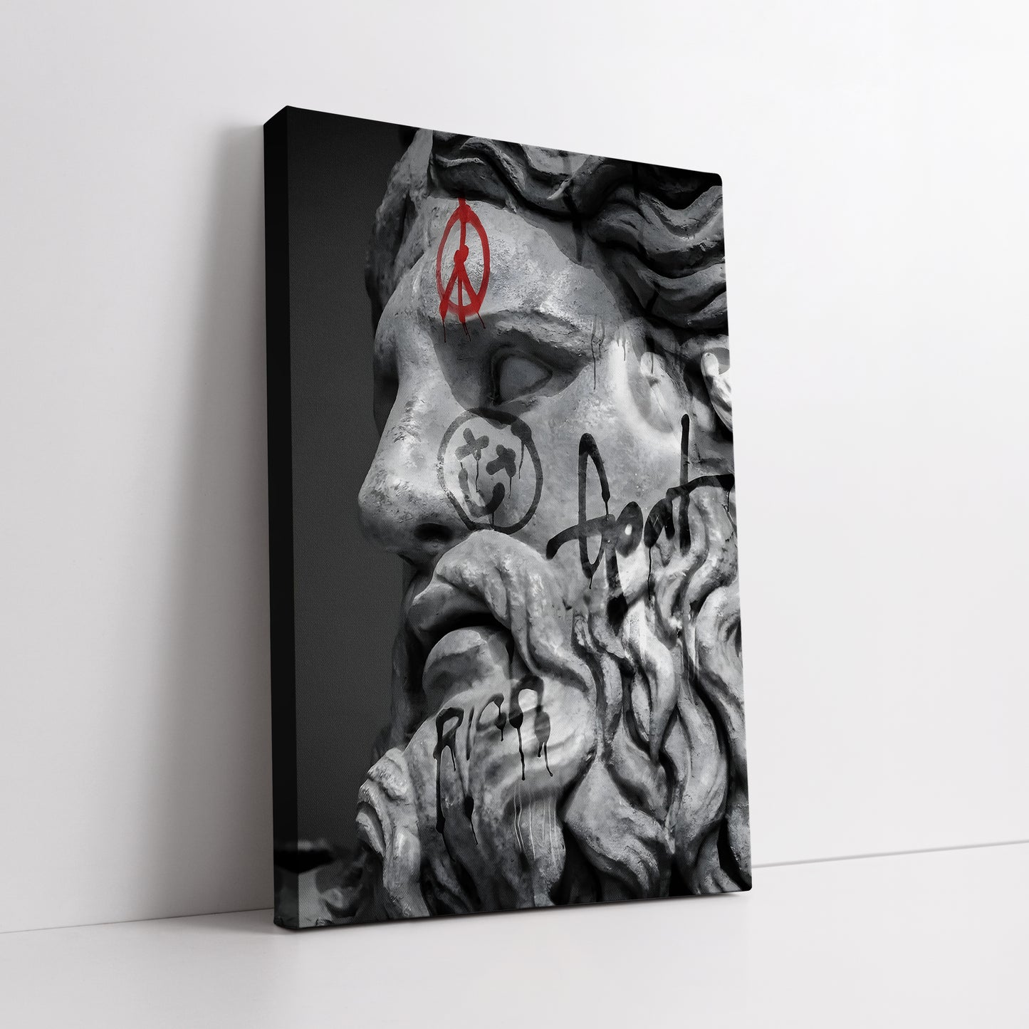 Graffiti Ancient Greek Statue Canvas Art - Pop Art Mythology Bust Print
