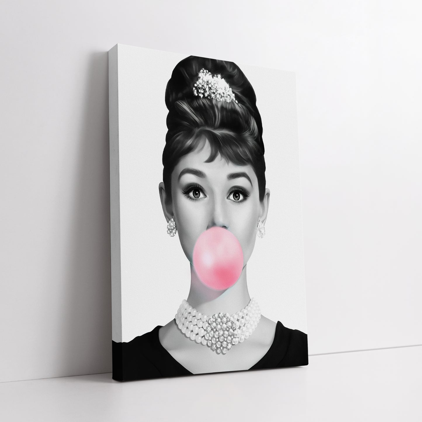 Audrey Hepburn Bubblegum Canvas Art - Modern Pop Art Print