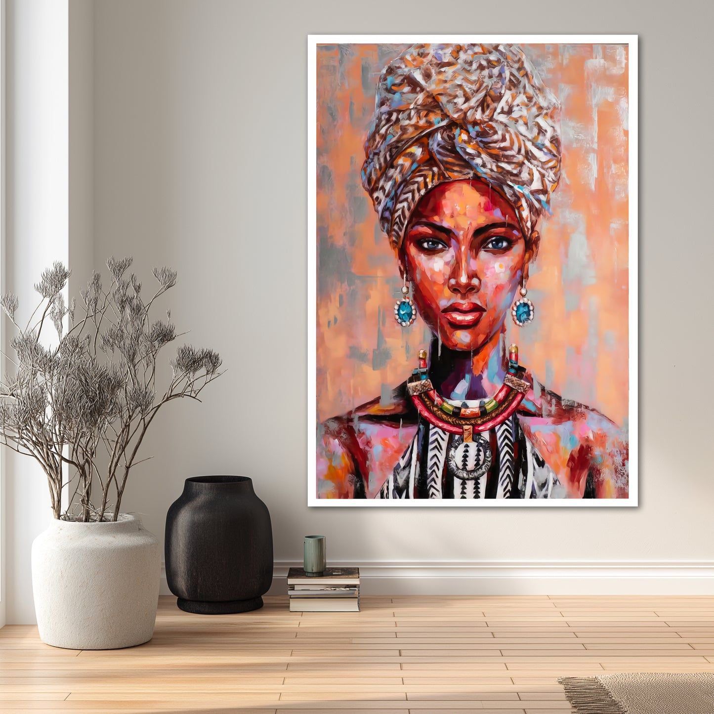Vibrant African Woman Painting - Art Exhibition Style
