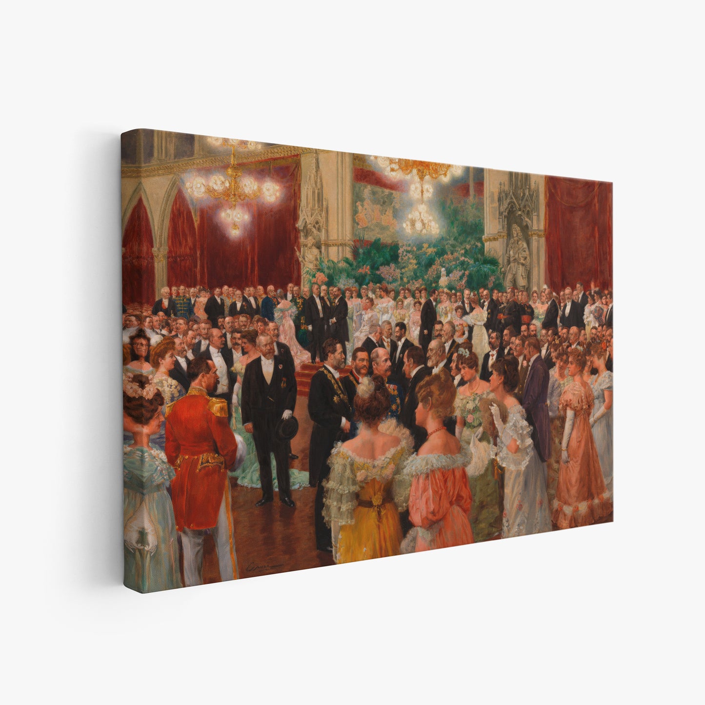 Classic Royal Ballroom Gala Canvas Wall Art - Vintage European Party Print