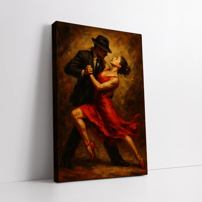 Red Dress Tango Wall Art - Elegant Room Decor