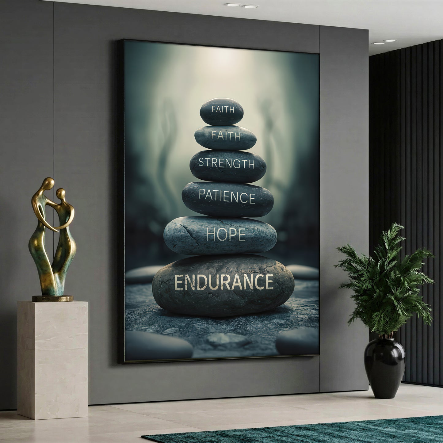 Inspirational Zen Stones Canvas Art - Motivation Words Meditation Print