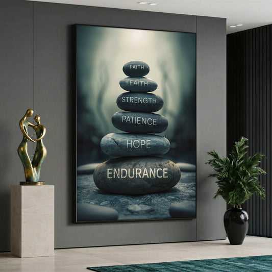 Inspirational Zen Stones Canvas Art - Motivation Words Meditation Print