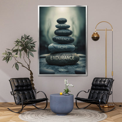 Inspirational Zen Stones Canvas Art - Motivation Words Meditation Print