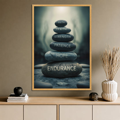 Inspirational Zen Stones Canvas Art - Motivation Words Meditation Print