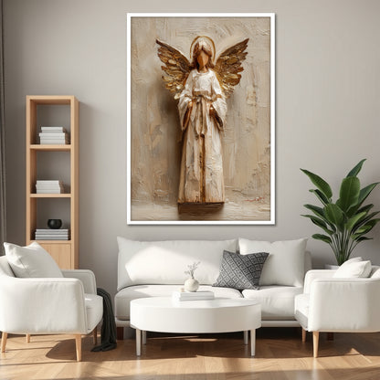 Gold Winged Angel Canvas Art - Modern Living Room Decor