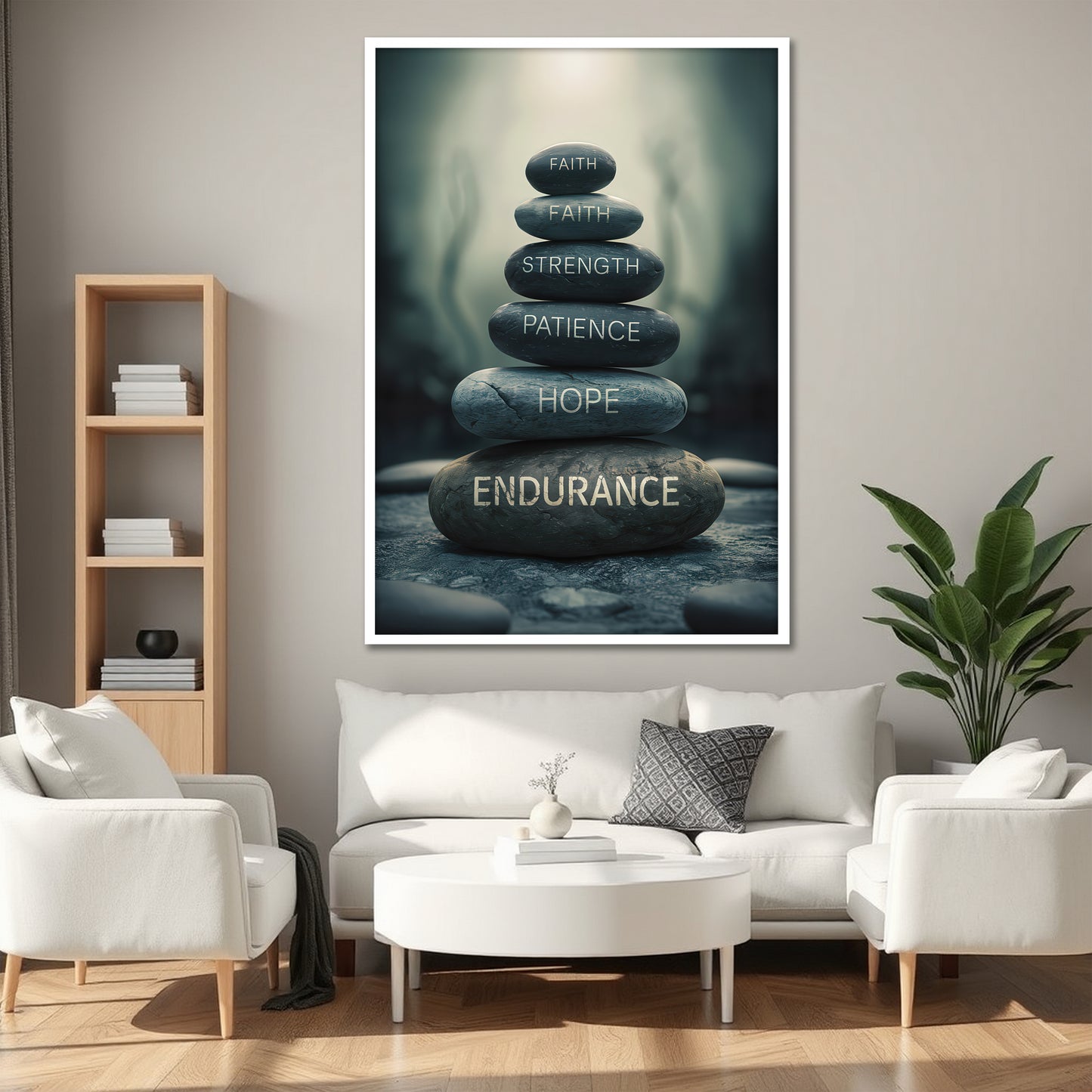 Inspirational Zen Stones Canvas Art - Motivation Words Meditation Print
