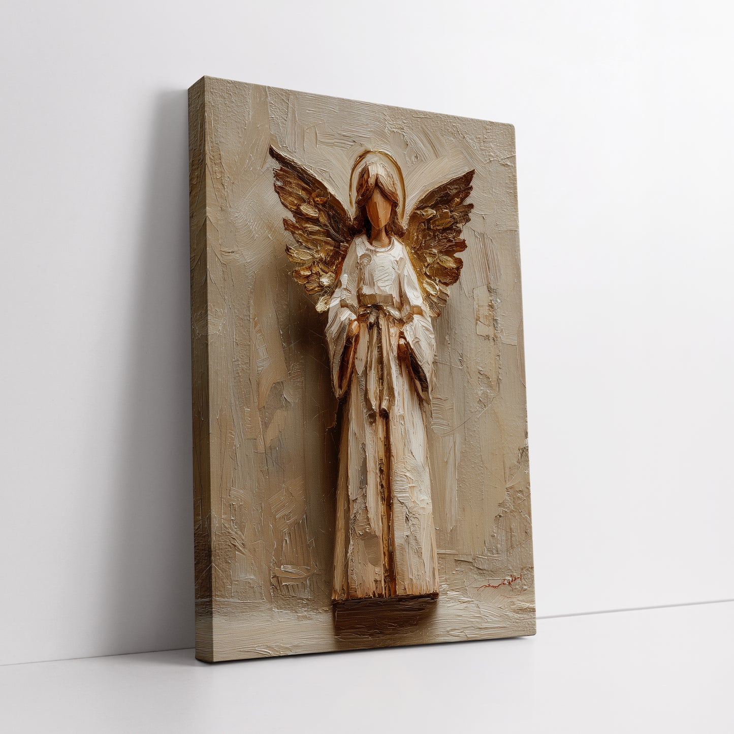 Gold Winged Angel Canvas Art - Modern Living Room Decor