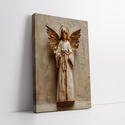 Gold Winged Angel Canvas Art - Modern Living Room Decor