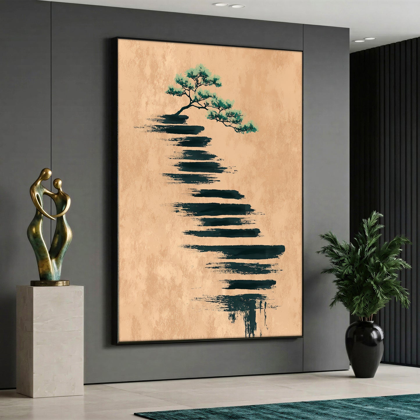 Minimalist Bonsai Tree Canvas Art - Japanese Style Abstract Print