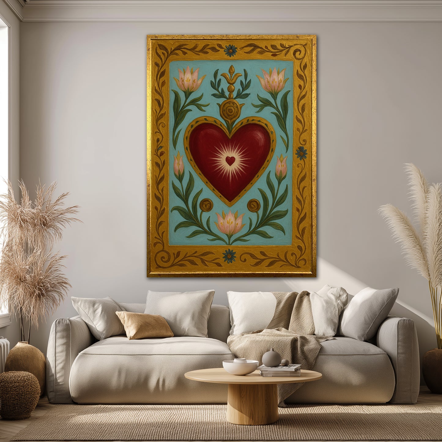 Sacred Heart Canvas Art - Authentic Living Room Wall Decor
